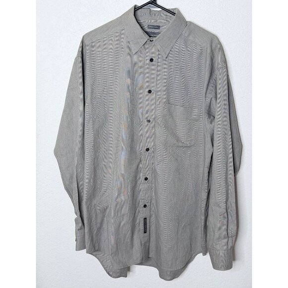 Banana Republic Button-Up Dress Shirt Mens L Gray Two-Ply Cotton Long Sleeve - Picture 2 of 11